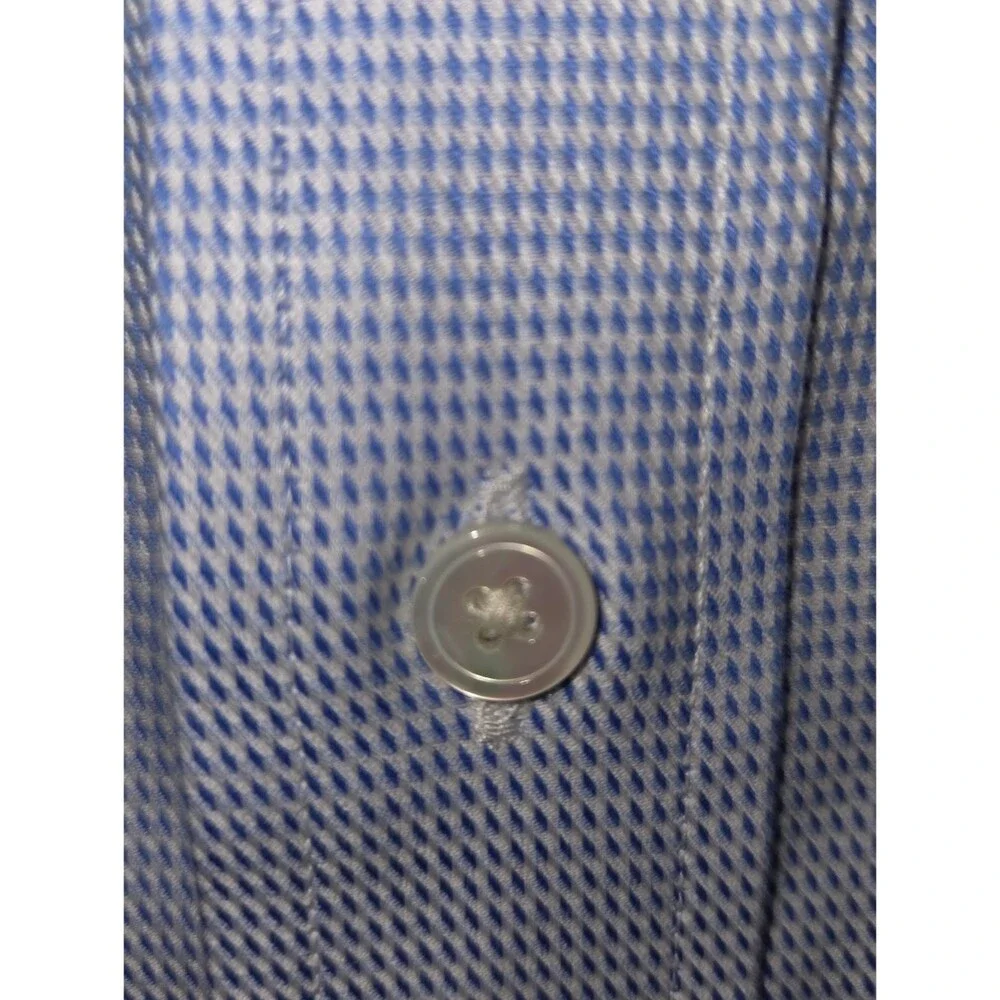 Banana Republic Men's True Slim Fit Dress Shirt, Blue Gingham Cotton, Large
